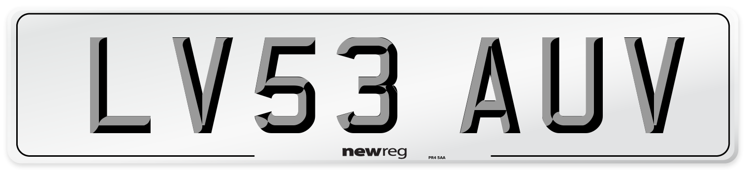 LV53 AUV Number Plate from New Reg